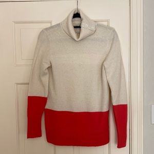 GAP colorblock two tone off white ivory pink turtleneck S